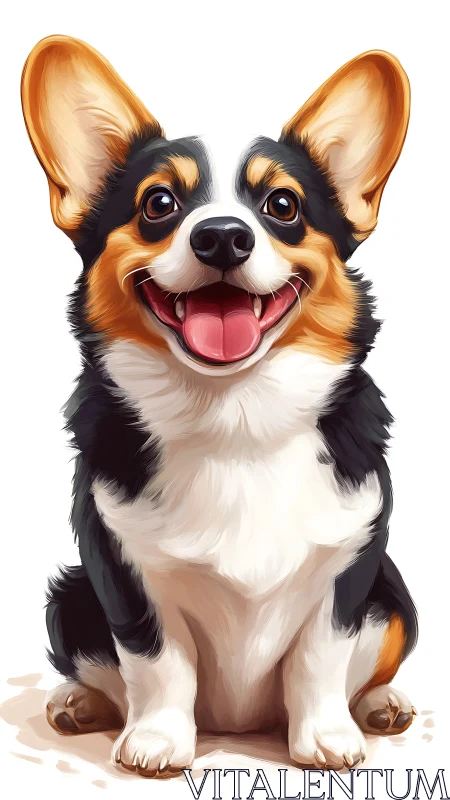 Bright eyed corgi sits proudly with the happiest little grin