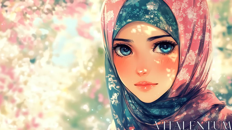 Sunlit petals dance across her serene, luminous gaze