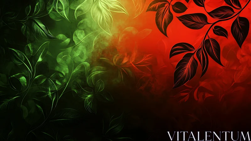 Dual-toned foliage silhouette over glowing gradient field.