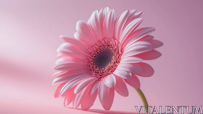 Pink Gerbera Daisy Against Monochromatic Background.