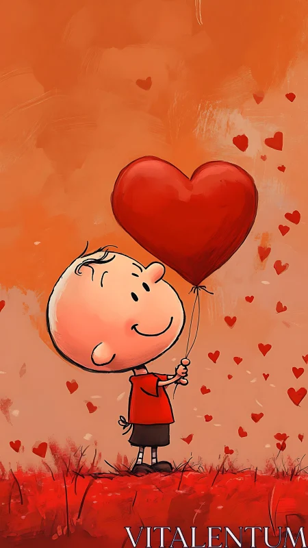 Cherub's Crimson Dream: Balloon Heart Ascends.