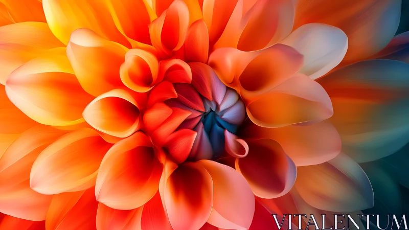 Orange Dahlia Flower Close-Up with Dramatic Depth of Field.