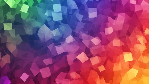 Colorful geometric polygon background in rainbow gradient.