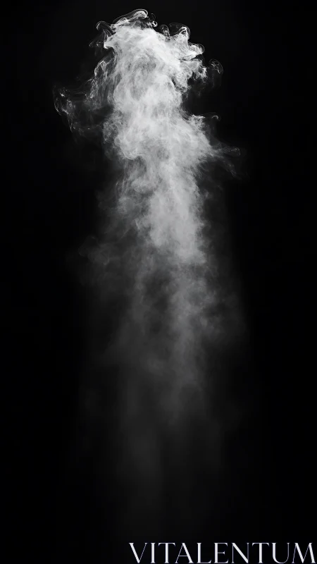 Billowing white smoke drifts upward in a quiet dark space