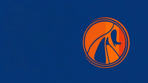 Abstract orange canine emblem employs bold circular vector geometry