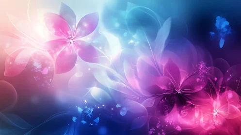 Luminescent Floral Gradient: Pink-to-Blue Digital Flower Rendering