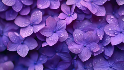 Hydrangea Petals with Crystalline Dewdrop Accumulation.