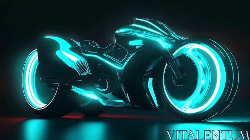 Neon-lit cyber bike idling softly in a dark future dream.