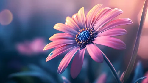 Gerbera Daisy with Bilateral Symmetry and Luminous Petal Gradation