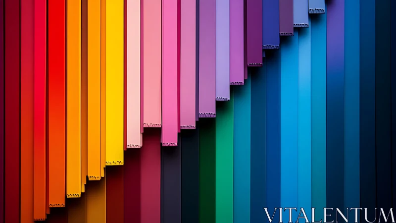 Vertical corrugated color panels form stepped spectral gradient