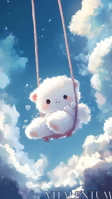 Cloud-soft lamb on a sky swing of daydream brightness.