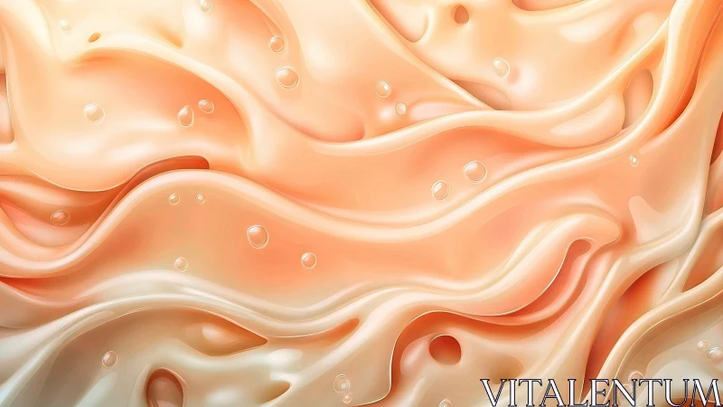 Viscous peach microfluidic waves with refractive droplets.