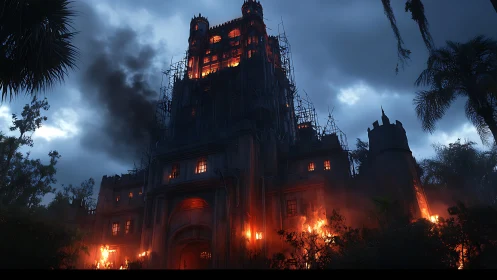 Castle Under Twilight: Gothic Architecture Illuminated.