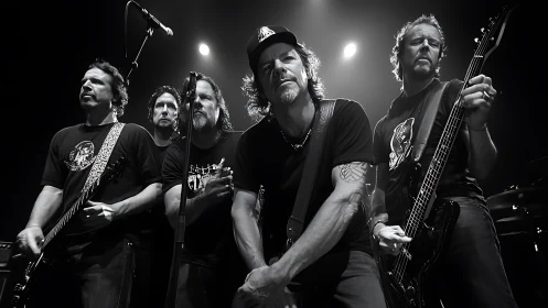 Grit-lit rock band leans into the spotlight mid-anthem.