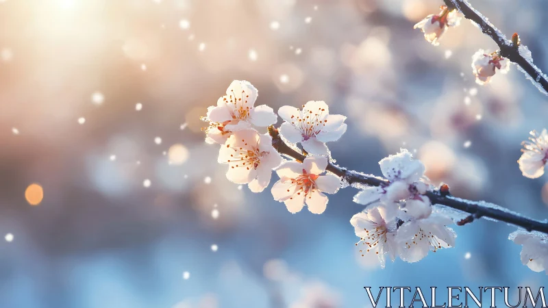 Spring Blossom Macro: Crystalline Frost Detail with Bokeh.