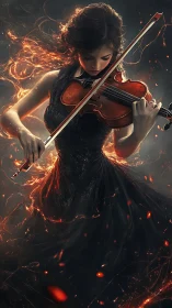 Emberborn violinist conjuring molten symphony from shadows.