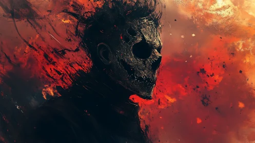 Ashen Skullwalker drifting through an infernal ember storm.