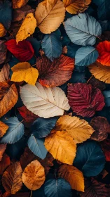 Autumn leaf confetti swirling in moody twilight tones.