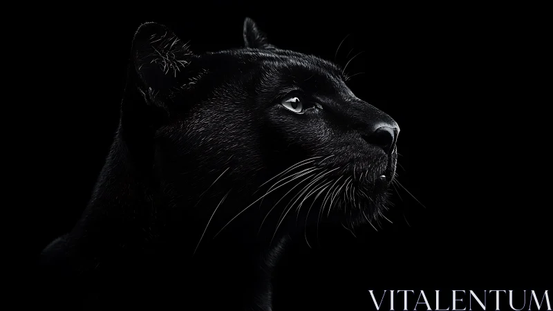 Black panther portrait rendered with high contrast lighting