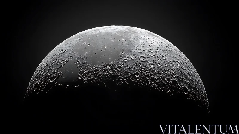 Lunar terminator crescent revealing high-contrast crater relief.