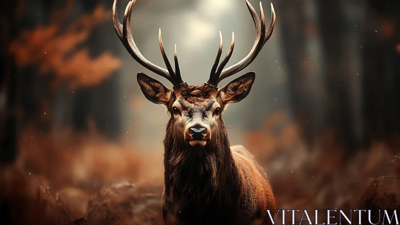 Cervid portrait isolates sharp antler detail in shallow bokeh field