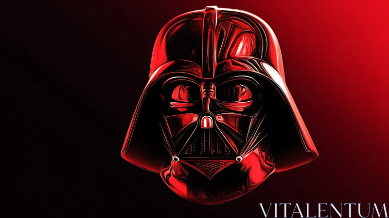 Bold red sci fi helmet glows against a deep shadowed void