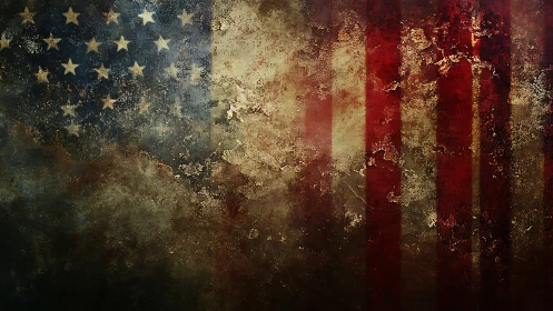 Distressed United States flag rendered with corroded texture