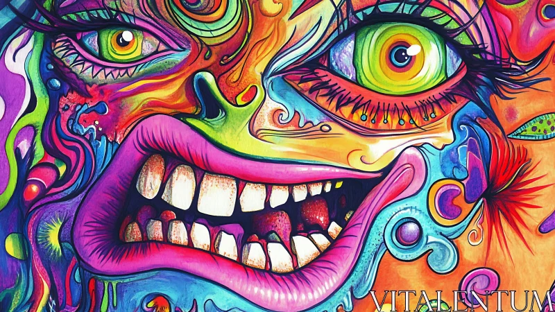 Psychedelic surreal face study with expressive chromatic distortion.