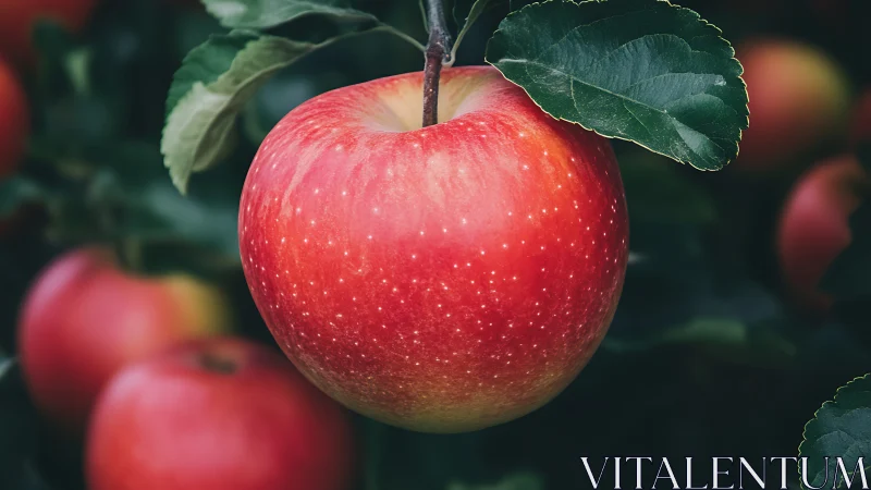 Photorealistic close-up of ripe red orchard apple cluster.