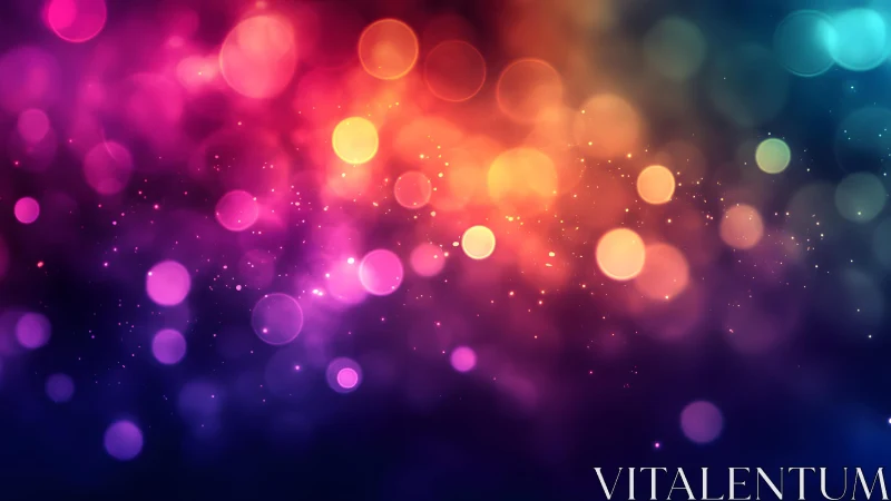 Vibrant abstract bokeh lights in colorful gradient background.