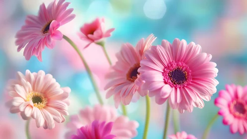 Gerbera Petals in Full Bloom: Pastel Garden Dreams.