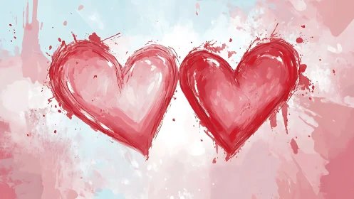 Two Hearts Dancing in Watercolor Dreams
