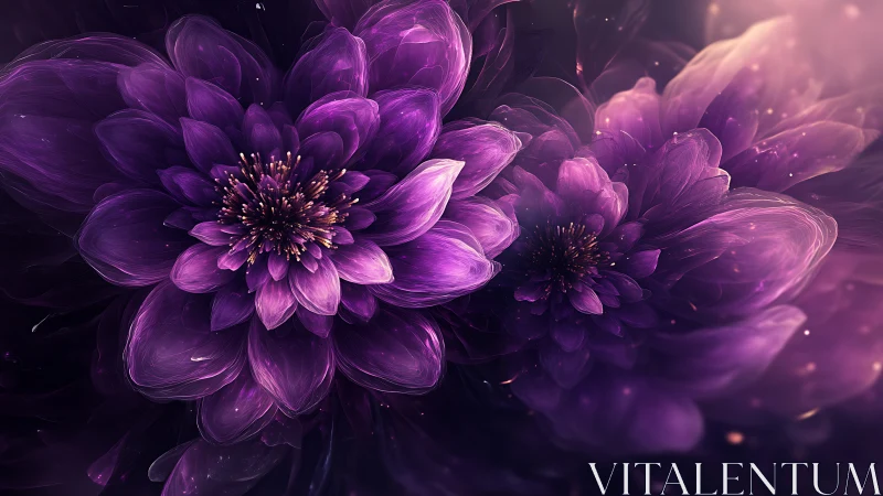 Radiant Purple Blooms Dance in Ethereal Light.
