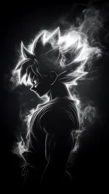 Electric hero silhouette glows with fierce, focused power