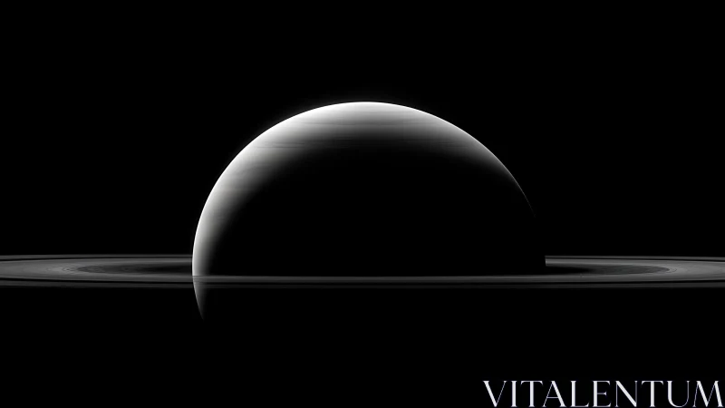 Backlit gas giant in crescent phase with finely stratified rings