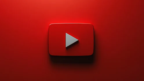 Red Button Interface with Play Symbol on Gradient Field.