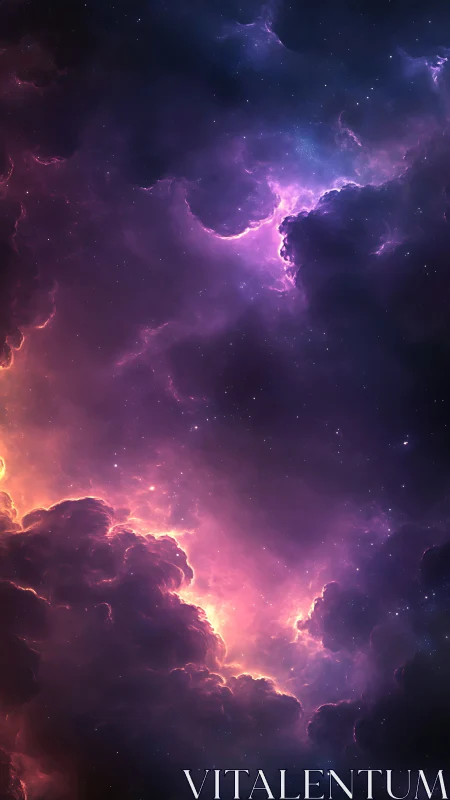 Ionized interstellar nebula clouds with magenta blue emission