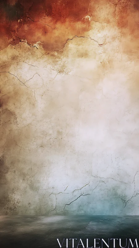 Aged plaster wall gradient with textured cracked surface plane