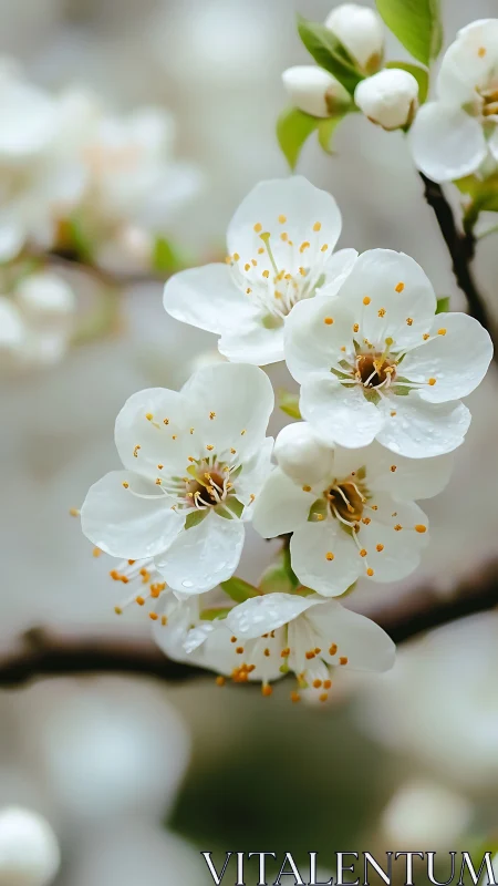 White Hawthorn Blossoms with Golden Stamens.