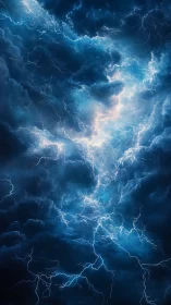 Tempestuous sky carves a glowing electric river through night