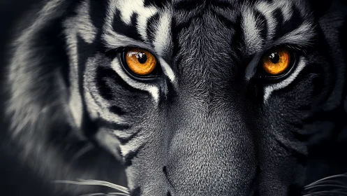 Photorealistic close-up tiger portrait with dramatic chiaroscuro.