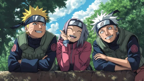 Triptych character portrait in stylized shinobi field gear.