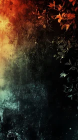 Dual-tone foliage gradient on distressed textured background