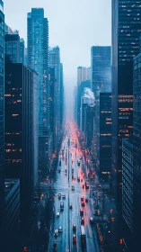 Neon rain rivers carve through a brooding blue megacity night.