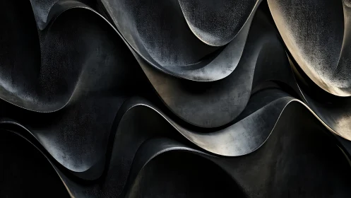 Midnight metal waves folding into sculpted shadow hush.