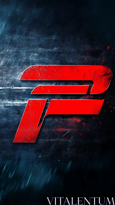 Red stylized racing logo on dark textured background.