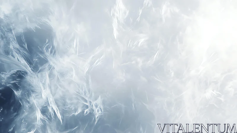 Abstract icy texture with ethereal white and blue tones, soft light.