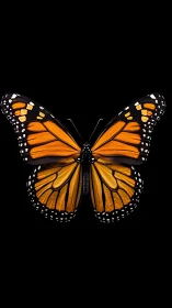 Monarch butterfly isolated on black background in symmetry