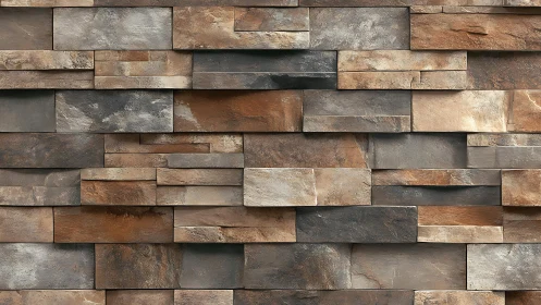 Rustic stacked stone wall texture with natural brown and gray tones.