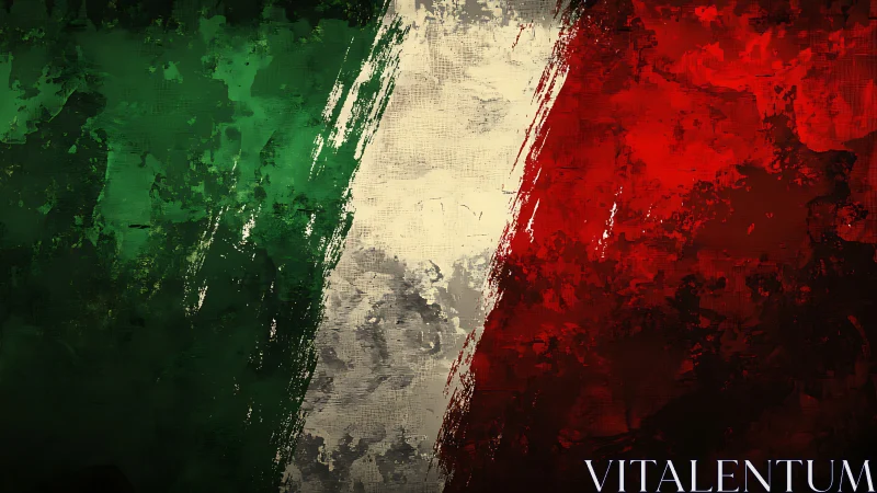 Italian flag rendered as rough textured abstract painting